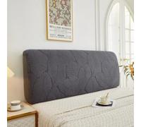 Générique Protection Vintage Extensible Housse de Tête de Lit Style européen Anti-poussière avec Motif rétro en Relief Couvre Tete De Lit De Chambre Feuilles - Gris foncé 140-160CM/(55''-63'')