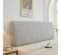 Générique Protection Vintage Extensible Housse de Tête de Lit Style européen Anti-poussière avec Motif rétro en Relief Couvre Tete De Lit De Chambre Grandes Feuilles - Gris Clair 120-130CM/(47"-52")