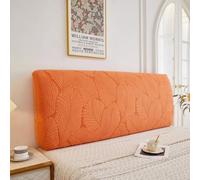 Générique Protection Vintage Extensible Housse de Tête de Lit Style européen Anti-poussière avec Motif rétro en Relief Couvre Tete De Lit De Chambre Feuilles - Orange 140-160CM/(55''-63'')