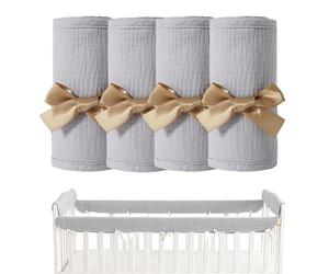 Générique Protège-barreau de lit pour bébé | 2 Pièces en Coton Gazé, Sangles Réglables,Protection de Bord de Lit | pour Jeunes Parents, Chambre d'enfant