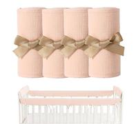 Générique Protège-barreau de lit pour bébé,2 pièces en Gaze de Coton Respirante avec Sangles réglables,Housse de Protection pour barreau de lit bébé - pour Jeunes Parents, Chambre d'enfant