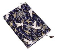 Générique Protège-Livres Ajustable en Tissu Motif Doré de Couverture de Livre A5 en Tissu Bleu Marine Étui de Protection Délicat pour Papeterie Étudiante pour École et Bureau