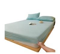 Générique Protège Matelas Drap-Housse en Coton Lavé avec Élastiques Antidérapants Et Réglables for Lit Double, King Size Queen 140/160/200 Cm(Lake Green,200x220x30cm)