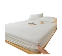 Générique Protège Matelas Drap-Housse en Coton Lavé avec Élastiques Antidérapants Et Réglables for Lit Double, King Size Queen 140/160/200 Cm(White,100x200x30cm)
