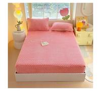 Générique Protège Matelas en Velours Polaire Extra Doux Drap Housse À Poche Profonde Housse Doublée Polaire Respirante Élastique Tout Autour(Rose,150 * 200cm)