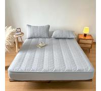 Générique Protège-Matelas Matelassé À Poches Profondes Drap De Lit Respirant Drap-Housse Uni Doux, Respirant, Lavable en Machine, pour Toutes Les Saisons,Gris,150x200cm(59x79inch)