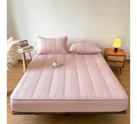 Générique Protège-Matelas Matelassé À Poches Profondes Drap De Lit Respirant Drap-Housse Uni Doux, Respirant, Lavable en Machine, pour Toutes Les Saisons,Rose,90x190cm(35x75inch)