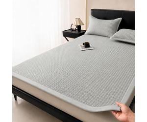 Générique Protège-Matelas Respirant Été, Surmatelas Confortable avec Sangles Élastiques, Alèse Matelassée 3D en Maille Aérée pour Lit, Idéal pour Un Sommeil Rafraîchissant