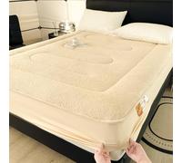 Générique Protège-Matelas Sherpa Queen Size - Drap-Housse Chaud avec élastique, Housse de lit antidérapante, Poches Profondes de 30 cm - Housse de Protection intégrale (Kaki 90 x 200 cm (Twin))