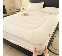 Générique Protège-Matelas Sherpa Queen Size - Drap-Housse Chaud avec élastique, Housse de lit antidérapante, Poches Profondes de 30 cm - Housse de Protection intégrale (Beige 200 x 220 cm)
