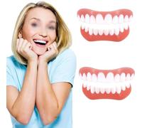 Générique Prothèses Dentaires Cosmétiques Facette Silicone Dentier Haut Et Bas Dentier pour Homme Et Femme Provisoire Facette Amovible Fausse Dents,2pcs