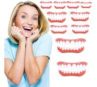 Générique Prothèses Dentaires Cosmétiques Facette Silicone Dentier Haut Et Bas Dentier pour Homme Et Femme Provisoire Facette Amovible Fausse Dents,10pcs