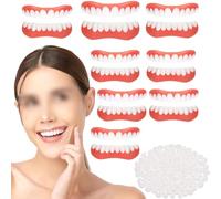 Générique Prothèses Dentaires Cosmétiques Silicone Dentier Haut Bas Facette Facette Dentaire Immédiat Prothèses Dentaires pour Homme et Femme Provisoire Fausse Dents,8pcs