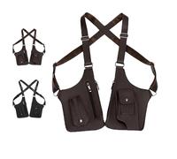 Générique PU Leather Double Shoulder Armpit Bag for Men, Anti-Theft Hidden Adjustable Strap Holster, Water Resistant Crossbody Pack (Brown)