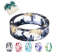 Générique Pubyfun Everring, Colorful Resin Rings, Sherum/Fanyil/Sheremart EverRing, Handmade Transparent Acrylic Resin Dry Flower Clear Ring Gift, Minimalist Ring Jewelry Accessory (Black)
