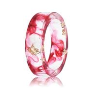 Générique Pubyfun EverRing, Gold Foil Epoxy Resin Ring, Handmade Floral Ring with Gold Foil, Fashion Colorful Ink Fresh Style Rings, Ladies' Party Jewelry Ornaments (17mm,#B)