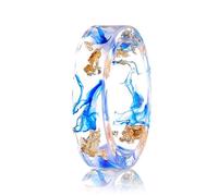 Générique Pubyfun EverRing, Gold Foil Epoxy Resin Ring, Handmade Floral Ring with Gold Foil, Fashion Colorful Ink Fresh Style Rings, Ladies' Party Jewelry Ornaments (19mm,#C)