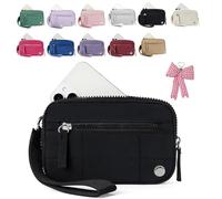 Générique Puffer Wristlet Wallet Fits Phone, Convely Essential Wristlet, Nylon Quilted Wallet with 3 Zipper, for Business, Trip (Black)