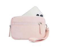 Générique Puffer Wristlet Wallet Fits Phone, Convely Essential Wristlet Wallet, Nylon Quilted Wallets with 3 Zipper Purse for Women (Pink)