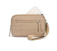 Générique Puffer Wristlet Wallet Fits Phone, Convely Essential Wristlet Wallet, Nylon Quilted Wallets with 3 Zipper Purse for Women (Khaki)