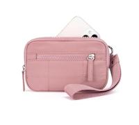 Générique Puffer Wristlet Wallet Fits Phone, Convely Essential Wristlet Wallet, Nylon Quilted Wallets with 3 Zipper Purse for Women (Blush)