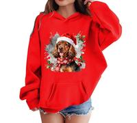 Générique Pull à Capuche de Noël pour Enfants Sweats à Capuche Chien Chaud à Manches Longues Pulls de Noëls Sweat Haut d'hiver Filles Cadeaux de Noëls, Pull Moche de Noel pour 2-12 Ans