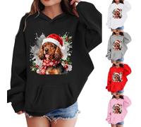 Générique Pull à Capuche de Noël pour Enfants Sweats à Capuche Chien Chaud à Manches Longues Pulls de Noëls Sweat Haut d'hiver Filles Cadeaux de Noëls, Pull Moche de Noel pour 2-12 Ans