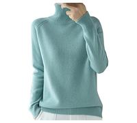 Générique Pull à col roulé Femmes Automne et Hiver Nouveau épaissi coréen Femmes Couleur Unie Pull lâche tricoté à Manches Longues Chemise de Fond Pull Plaid Couverture Polaire (Mint Green-3, M)
