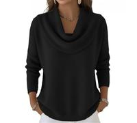 Générique Pull à Encolure Drapée Femme Pull Femme Chic et Elegant - Sweats Manches Longues en Tricotée Douce, Idéal pour Bureau Sorties, Ajusté Amincissant et Élégant, S à XXL