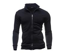 Générique Pull à la Mode pour Hommes avec Fermeture éclair et col Montant Cardigan de Couleur Unie Compatible with Moto Blouson Homme (Black, XXXL)