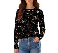 Générique Pull à Manches Longues Imprimé Floral pour Femmes, Hauts Décontractés avec Motifs de Fleurs, Style Casual et Mode