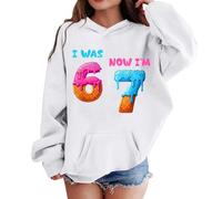 Générique Pull Ado Fille Sweat à Capuche Halloween, Haut Manches Longues Imprimé Mignon, Vêtement Automne Hiver Confortable, Hoodie Fête(White, 12-13 Years)