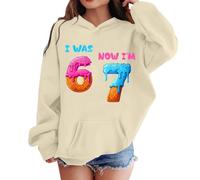 Générique Pull Ado Fille Sweat à Capuche Halloween, Haut Manches Longues Imprimé Mignon, Vêtement Automne Hiver Confortable, Hoodie Fête(Beige, 11-12 Years)