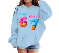 Générique Pull Ado Fille Sweat à Capuche Halloween, Haut Manches Longues Imprimé Mignon, Vêtement Automne Hiver Confortable, Hoodie Fête(Blue, 12-13 Years)