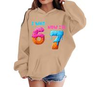 Générique Pull Ado Fille Sweat à Capuche Halloween, Haut Manches Longues Imprimé Mignon, Vêtement Automne Hiver Confortable, Hoodie Fête(Khaki, 12-13 Years)