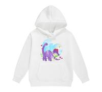 Générique Pull Ado Fille Sweatshirt à Capuche Dinosaure, Haut Polaire Chaud Hiver, Vêtement Ludique Confortable, Hoodie Fille 2-13 Ans(White, 2-3 Years)