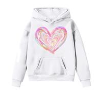 Générique Pull Ado Fille Sweatshirt Saint Valentin Cœur Ample, Haut Col Rond Épais et Doux, Vêtement Romantique Tendance, Pull Hiver(White, 11-12 Years)