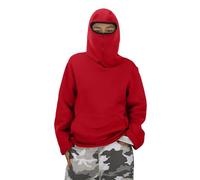 Générique Pull Anti Social Sweat à Capuche Ninja avec Cagoule pour Homme et Femme avec Fermeture éclair, surdimensionné, col roulé, Unisexe, Hiver, Chaud, Poches, Sweat à Capuche, Hip hop