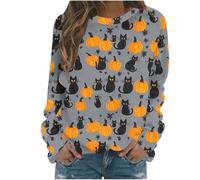 Générique Pull Automne Femme Sweat Oversize Halloween Capuche Veste avec Fille Hoodie Vetement Sweat-Shirt Orange The Pumpkin Spice Cafe