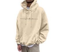 Générique Pull Basique pour Homme Sweatshirt Épais Thermique Couleur Unie Sweatshirt À Capuche Homme Knit Crew Neck Noos Top Classique Vintage Casual Montagne Sweat (Beige,XL)