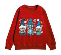 Générique Pull BéBé de NoëL Sweat-Shirt à Capuche à imprimé GNOME de Noël avec Doublure Thermique,décontracté,Minimaliste,Coupe Ample,épais,Manches Longues,Tenue pour Filles,Hiver(Red,10-12 Ans)