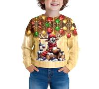 Générique Pull BéBé de NoëL Sweat-Shirt décontracté pour garçons pour Enfants Actifs Haut Confortable et élégant Un Usage Quotidien Parfait Les Aventures en Plein air à l'école et(Beige,3-4 Ans)
