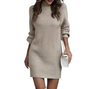 Générique Pull Cachemire Femme sous Pull Col Roulé Femme Col Montant Ample Sweat Long Mohair Sweater Brillant Fete Col V Thermique Haut Cache Coeur Oversize Stitch Automne Vetement 15#Beige S