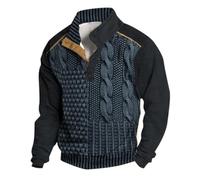 Générique Pull Camionneur Col Homme Sweatshirt en Micro Fleece Polaire À Manches Longues Chaud Maillot De Chasse Survêtement Et Boutons French Terry Sweat Pull-Over Automne Hiver