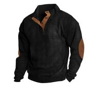 Générique Pull Camionneur Col Homme Sweatshirt en Polaire à Manches Longues Chaud Maillot de Chasse Survêtement avec Boutons et Col Montant Pull-Over Automne Hiver Sweater Décontracté