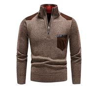 Générique Pull Camionneur Homme Chic Pull Homme Casual Sweat Homme Col Mao Pull Col Roulé Homme Pulls Homme Hiver Sweat Zippé Homme sans Capuche Sweat-Shirt Homme Classics Sweats Homme Confortable