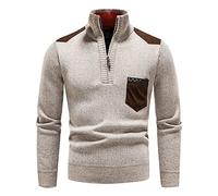 Générique Pull Camionneur Homme Chic Pull Homme Casual Sweat Homme Col Mao Pull Col Roulé Homme Pulls Homme Hiver Sweat Zippé Homme sans Capuche Sweat-Shirt Homme Classics Sweats Homme Confortable