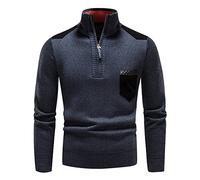 Générique Pull Camionneur Homme Chic Pull Homme Casual Sweat Homme Col Mao Pull Col Roulé Homme Pulls Homme Hiver Sweat Zippé Homme sans Capuche Sweat-Shirt Homme Classics Sweats Homme Confortable