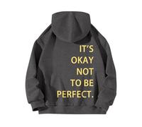 Générique Pull Capuche Fille à Manches Longues pour Femmes C'est Bien NE Pas ÊTRE Parfait. à Capuche imprimé Cardigan (Dark Gray, XL)