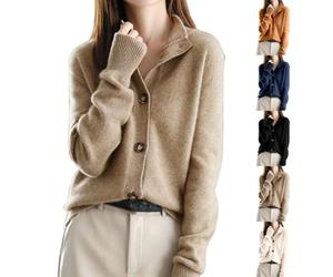 Générique Pull Chaud Femme Hiver Grande Taille, Pull Femme Demi Saison Automne, Sweater avec Bouton Haut Décontracté Couleur Unie Tunique Grande Taille Manche Longue Manteau Tricoté Sweater